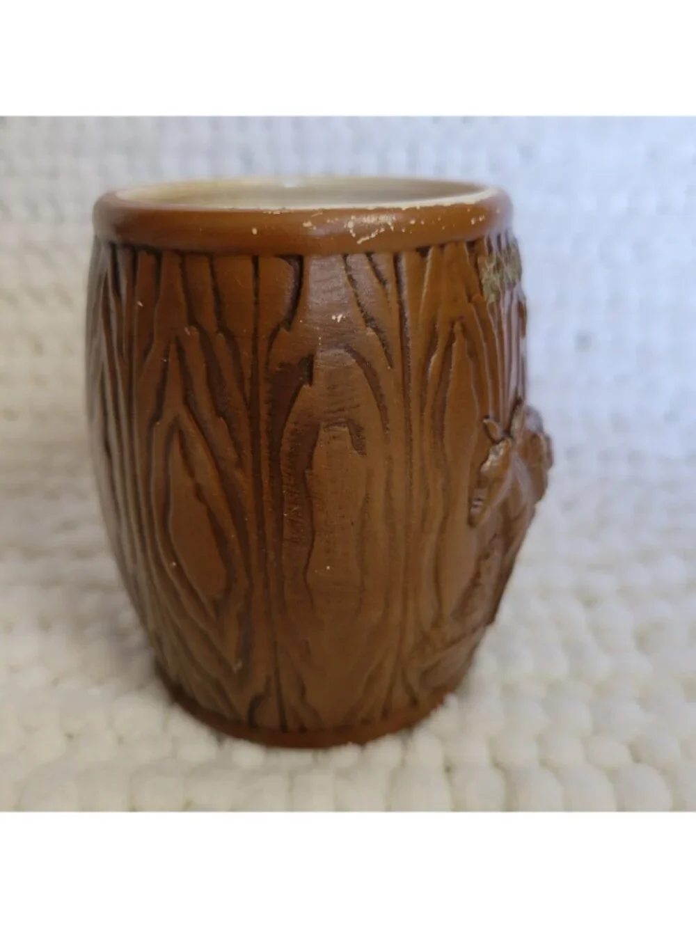 Vintage Knott's Berry Farm Ceramic Mug 3D Raised design brown w/horse California